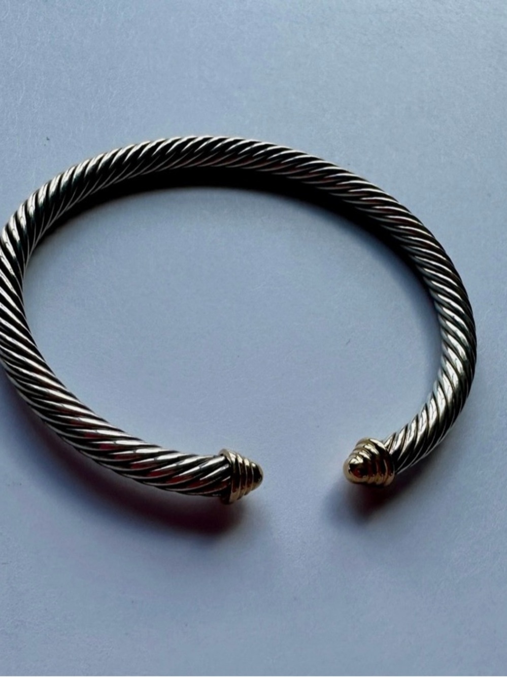 David Yurman Cable Classics 5mm Bracelet Medium 925 Sterling Silver 14K Gold - Picture 3 of 5